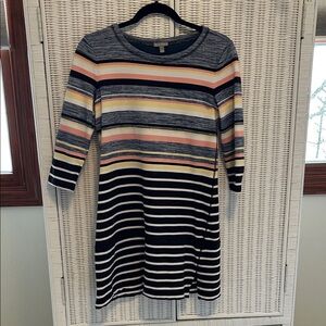 Talbots Navy and Multicolor Striped Top